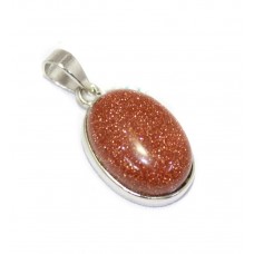 Pendant handcrafted 925 sterling silver natural brown sand stone B 806